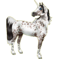 Einhorn-Reitpferd Paint Horse Brauner mit Tobiano-Scheckung