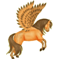Pegasus-Reitpferd Holsteiner Fuchs mit heller Mähne