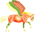 Pegasus-Reitpferd Hannoveraner Fuchs mit heller Mähne