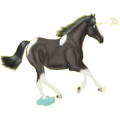 Einhorn-Reitpferd Friese Rappe