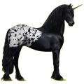 Einhorn-Reitpferd Friese Rappe