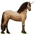 Einhorn-Reitpferd Friese Rappe
