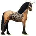 Einhorn-Reitpferd Friese Rappe