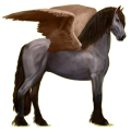 Pegasus-Reitpferd Friese Rappe