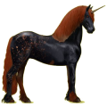 Einhorn-Reitpferd Friese Rappe