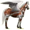 Pegasus-Reitpferd Paint Horse Dunkelfuchs mit Tobiano-Scheckung