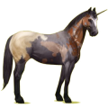 Einhorn-Reitpferd Paint Horse Dunkelbrauner mit Tobiano-Scheckung