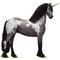 Einhorn-Reitpferd Friese Rappe