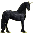 Einhorn-Reitpferd Friese Rappe