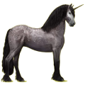 Einhorn-Reitpferd Friese Rappe