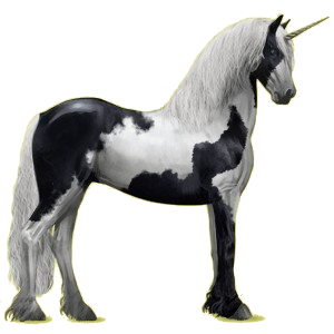 Einhorn-Reitpferd Friese Rappe