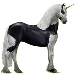 Einhorn-Reitpferd Friese Rappe