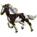 Einhorn-Reitpferd Paint Horse Dunkelfuchs mit Tobiano-Scheckung
