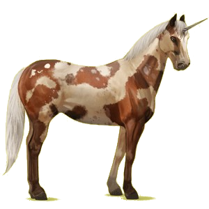 Einhorn-Reitpferd Paint Horse Brauner mit Tovero-Scheckung 