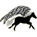 Pegasus-Reitpferd Rotbrauner mit Overo-Scheckung