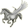 Pegasus-Reitpferd Mustang Hellgrau