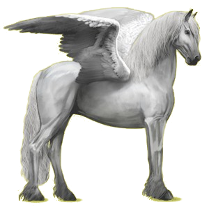 Pegasus-Reitpferd Friese Rappe