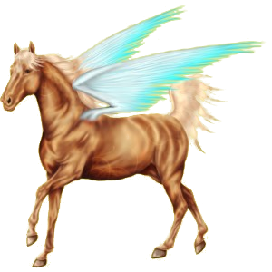Pegasus-Reitpferd Mustang Falb-Schecke