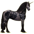 Einhorn-Reitpferd Friese Rappe