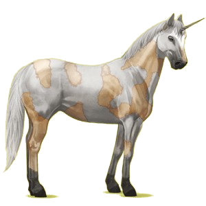 Einhorn-Reitpferd Paint Horse Palomino mit Tobiano-Scheckung
