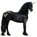 Einhorn-Reitpferd Friese Rappe