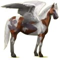 Pegasus-Reitpferd Paint Horse Apfelschimmel mit Tobiano-Scheckung