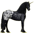 Einhorn-Reitpferd Friese Rappe