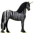 Einhorn-Reitpferd Friese Rappe