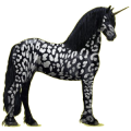 Einhorn-Reitpferd Friese Rappe