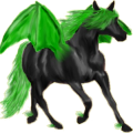Pegasus-Reitpferd Paint Horse Brauner mit Tobiano-Scheckung