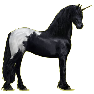 Einhorn-Reitpferd Friese Rappe