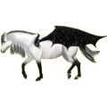 Pegasus-Reitpferd Paint Horse Brauner mit Overo-Scheckung