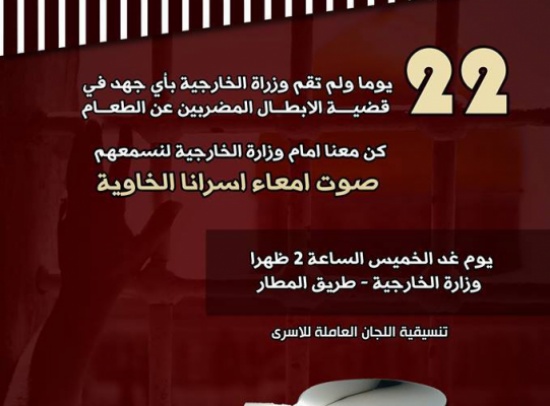 اهالي الأسرى يحتجون أمام وزارة الخارجية الخميس