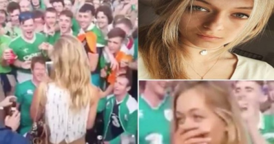 فيديو| تعرف على الحسناء الفرنسية التي غنت لها جماهير ايرلندا