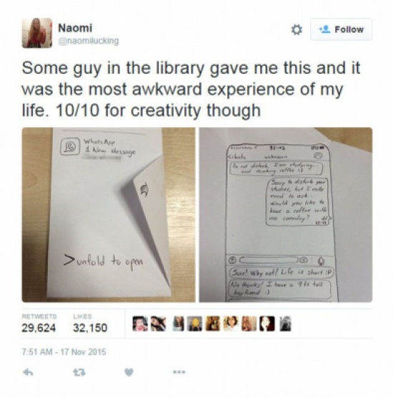 بالصور.. شاب يبتكر طريقة جديدة للخروج مع فتاة