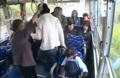 شاهد.. قرد مؤدّب يعطي مقعده لسيدة في الحافلة