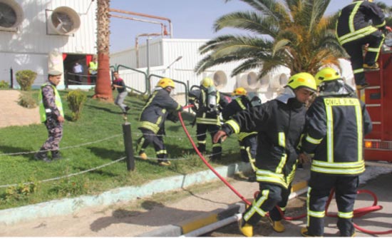 دفاع مدني الكرك ينفذ تمرينا وهميا لحريق مصنع