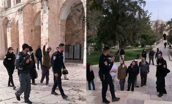 العشرات من مخابرات وشرطة الاحتلال الإسرائيلي يقتحمون المسجد الأقصى العشرات من مخابرات وشرطة الاحتلال الإسرائيلي يقتحمون المسجد الأقصى