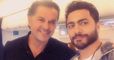 تامر حسنى يقابل راغب علامة أثناء توجهه إلى لبنان تامر حسنى يقابل راغب علامة أثناء توجهه إلى لبنان