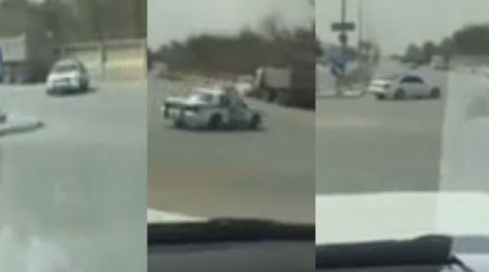شاهد: ماذا حدث لـ دورية مرور حاولت مطاردة سائق سيارة