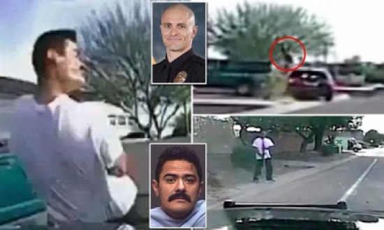 شاهد: لحظة قيام سيارة شرطة أمريكية بدهس شخص مسلح