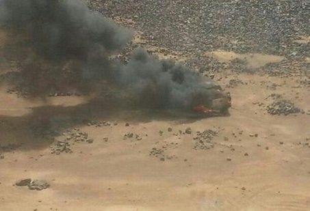 احباط تهريب مخدرات من الجانب السوري وتدمير السيارة