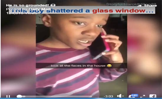 أغرب رد فعل لطفل حطم باب منزله الزجاجي (فيديو)