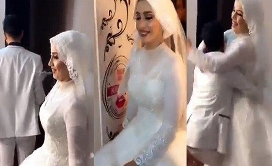 بالفيديو.. رد فعل صادم لعريس شاهد عروسه بفستان الزفاف بالفيديو.. رد فعل صادم لعريس شاهد عروسه بفستان الزفاف
