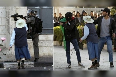 فيديو.. مسنة مجهولة تحاول منع جنود الإحتلال من إطلاق النار على الشباب الفلسطينيين! فيديو.. مسنة مجهولة تحاول منع جنود الإحتلال من إطلاق النار على الشباب الفلسطينيين!