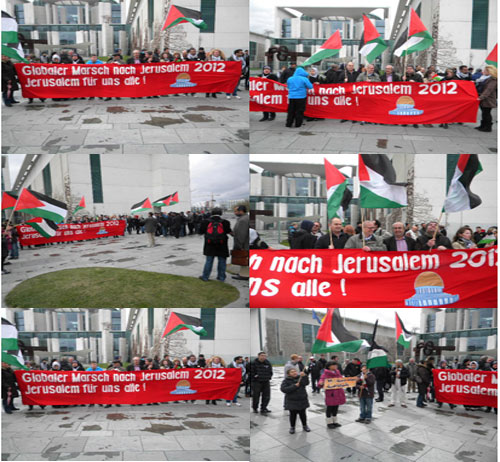   الفلسطينيون والمتضامنين في المجتمع الالماني يحيون  ذكرى يوم الارض ويوم المسيرة العالمية نحو القدس