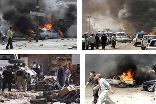مقتل 32 على الأقل في انفجار سيارات ملغومة في العراق مقتل 32 على الأقل في انفجار سيارات ملغومة في العراق