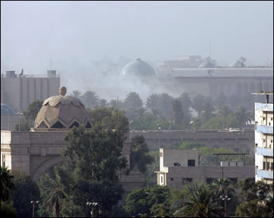 سقوط صاروخ على المنطقة الخضراء ببغداد 