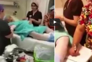 شاهد.. تحدي مانيكان مع سيدات على وشك الولادة داخل غرفة عمليات