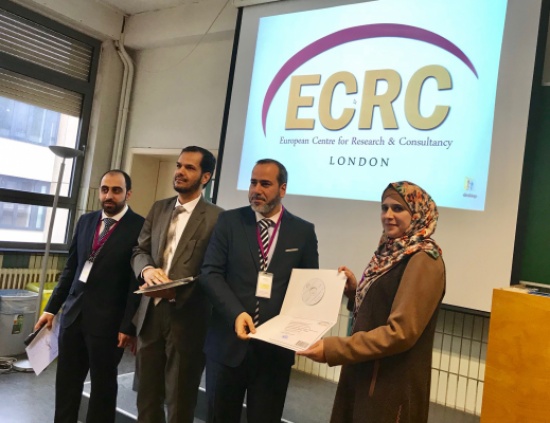 مشاركة علمية لليرموك في المؤتمر الدولي الخامس للمركز الأوروبي للبحوث والاستشارات بلندن مشاركة علمية لليرموك في المؤتمر الدولي الخامس للمركز الأوروبي للبحوث والاستشارات بلندن